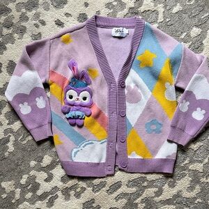Lola + The Boys Purple Cardigan with Bunny and Star Patterns